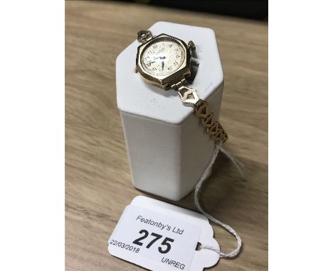 VINTAGE 9CT GOLD CASED 'EVERITE' LADIES WATCH WITH ROLLED GOLD STRAP