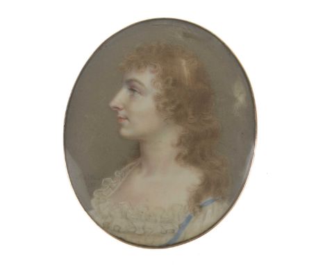 A very fine Georgian portrait miniature brooch/ pendant, By John Smart, Junior (British, 1779 - 1809)Of oval form, hand paint