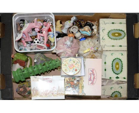 MISCELLANEOUS DECORATIVE CERAMICS, INCLUDING PIN CUSHION AND SIMILAR HEARTH DOLLS, WADE WHIMSIES, LILLIPUT LANE COMPOSITION C