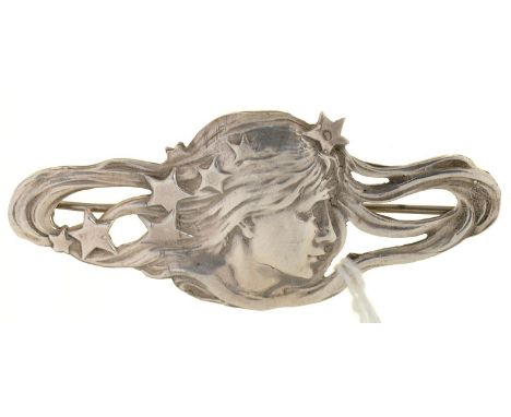 A&nbsp; ART NOUVEAU STYLE CAST SILVER BROOCH, 58CM L, BIRMINGHAM 1989, 21G Light scratches