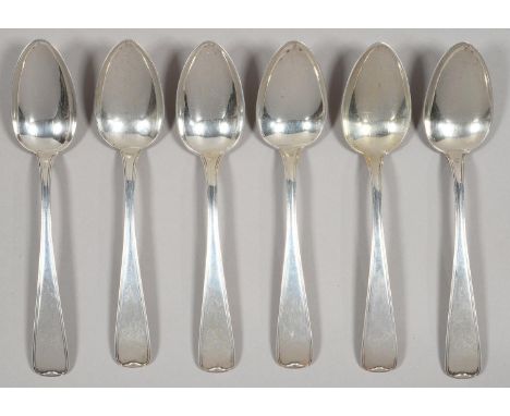 A SET OF SIX NORWEGIAN SILVER TABLESPOONS, OLD ENGLISH THREAD PATTERN, BY CHRISTIAN BORS, BERGEN, EARLY 19TH C , 8OZS 14DWTS 