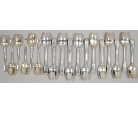 THREE SETS OF SIX GEORGE III SILVER TEASPOONS, HANOVERIAN AND OLD ENGLISH PATTERN, ALL LONDON, MAKER WT A PELLET BETWEEN, C17