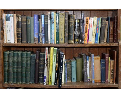 FIVE SHELVES OF BOOKS, MISCELLANEOUS GENERAL SHELF STOCK, 19TH C AND LATER 