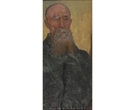 BRITISH SCHOOL, 20TH CENTURY - STUDY FOR A PORTRAIT, OIL ON CANVAS, 73.5 X 34CM Support unstretched, loosely laid down on woo
