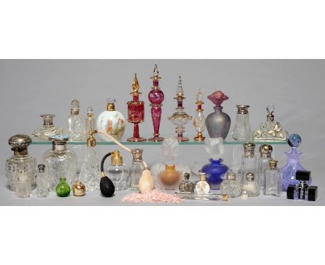 A COLLECTION OF SILVER MOUNTED AND OTHER SCENT BOTTLES, EARLY 20TH C AND LATER, ARLOTT (JOHN) - THE SNUFF SHOP, ILLUSTRATED, 