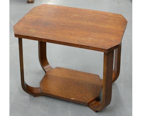 AN ENGLISH ART DECO OAK AND OAK PLY OCCASIONAL TABLE, C1930-40, 49CM H; 38 X 55CM Good condition