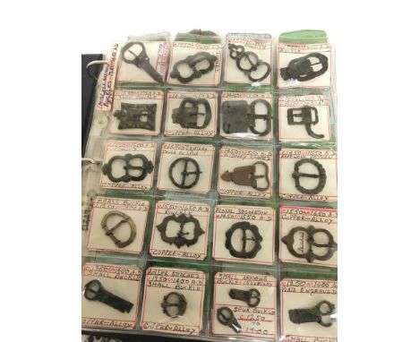 An interesting album of antiquities mainly metal detector finds. The six page album with buckles ring brooches rings seals et