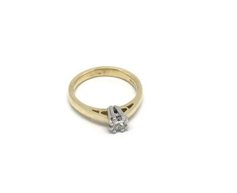 An 18carat gold ring set with a princess cut diamond approximately 0.25 of a carat. ring size K.