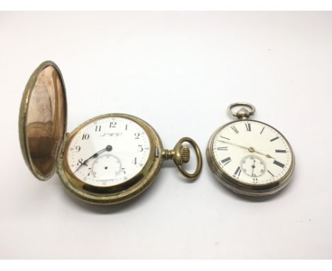 A silver cased pocket watch and one other button wind pocket watch (2).
