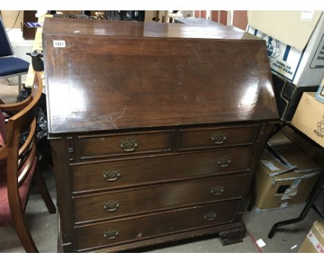A Quality George III style bureau with a full front enclosing a well fitted interior above drawers on bracket feet - NO RESER