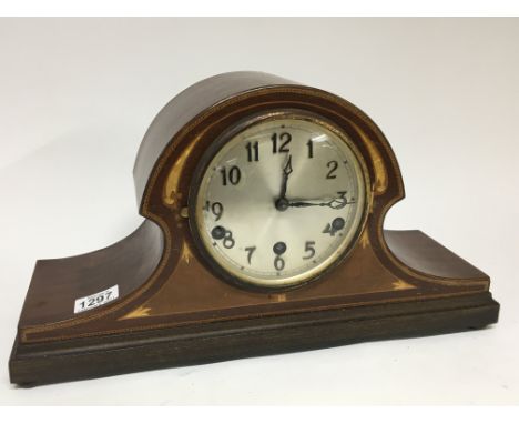 An Edwardian inlaid mahogany mantel clock (not seen working)