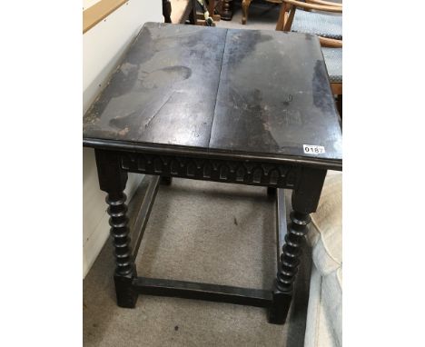 An early 19th century oak table with a single drawer above ring turned legs 86x71cm - NO RESERVE