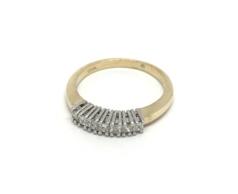 An 18carat gold ring half hoop eternity ring set with princess cut diamonds ring size K.