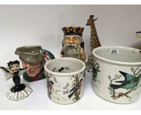 A collection of ceramics including Portmeirion jardinieres a ceramic Russian giraffe Wade Betty Boop and other ceramic Carict