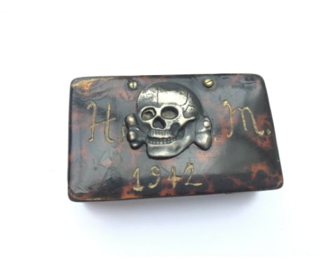 A WW2 Theatre Made Waffen SS Tortoise Shell Snuff Box Dated 1942.