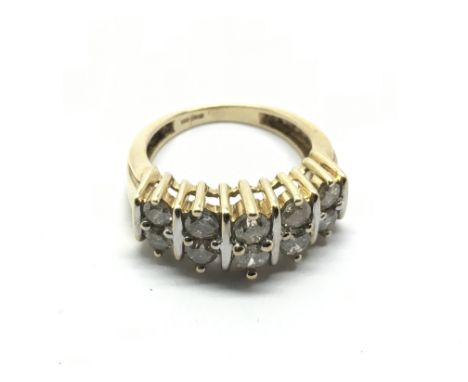 A 9ct gold diamond ring set with ten diamonds, approx 1 1/2ct, approx 4.5g and approx size K-L.