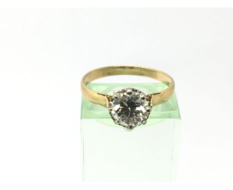 An unmarked gold ring set with a 1.51ct diamond, VS1 grade, approx 3g and approx size N.