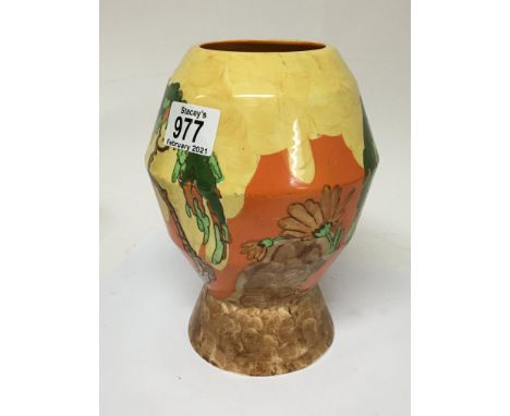 An Art Deco design ceramic vase. Memory Lane with bright colours height 21cm.