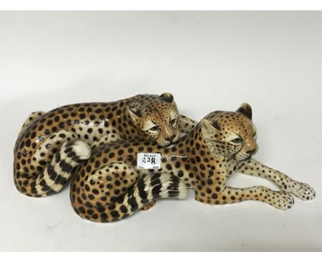 A 1970s Italian ceramic cheetahs. 52cm.