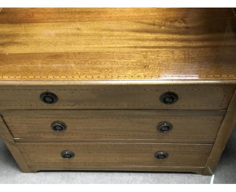 A small Edwardian inlaid mahogany chest of drawers the rectangular top above three drawers - NO RESERVE