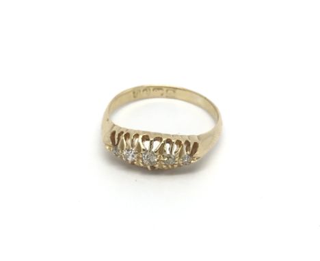 A Victorian 18ct gold and 5 stone diamond Ring. (P). 3.2g.