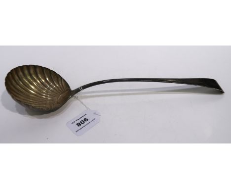 A silver soup ladle with shell shaped bowl, London marks 33 cm long 159 grams Condition Report: Available upon request