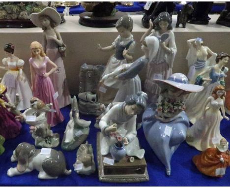 A Lladro figure Fragrant Bouquet, other Lladro's and Nao figures etc Condition Report: Geisha, girl at well, girl in pink dre