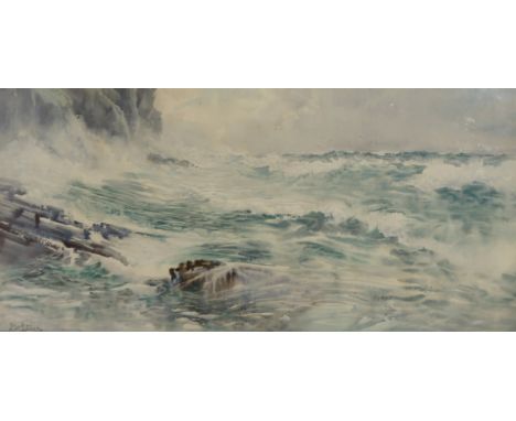 F W STURGES Seascape, signed, watercolour, 36 x 71cm and J K MAXTON St.Andrews, watercolour (2) Condition Report: Available u