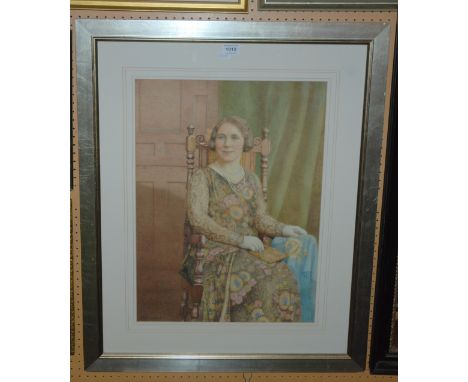 JOHN DIXON Portrait of a lady seated, signed, watercolour, dated, 1937, 58 x 43cm Condition Report: Available upon request