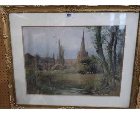 T R NEIL Winwick Church, Lancs, watercolour, 40 x 55cm Condition Report: Available upon request