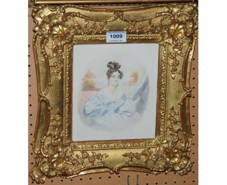 ENGLISH SCHOOL Portrait of a lady, half length, watercolour, 19 x 17cm Condition Report: Available upon request