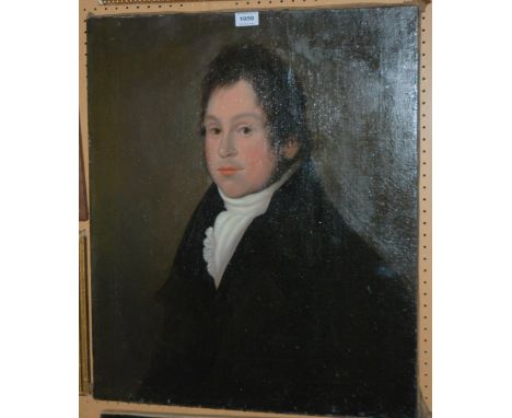 BRITISH SCHOOL Portrait of a gentleman wearing silk cravat, oil on canvas, 66 x 56cm Condition Report: Available upon request