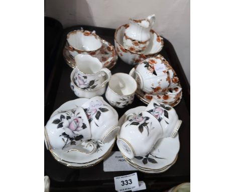 A lot comprising a Royal Albert Queens Messenger pattern part coffee service &amp; a Royal Albert Imari pattern part tea serv