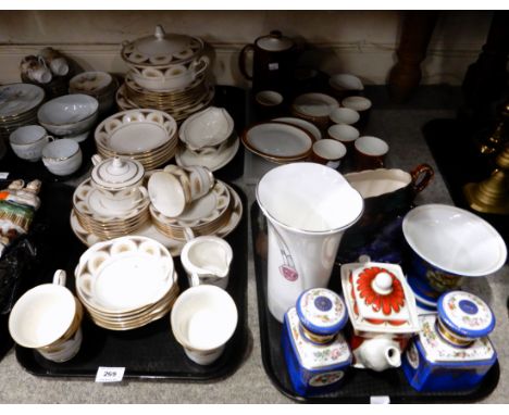 A lot comprising a Noritake Mansfield pattern part dinner service, A Poole pottery coffee service, blue ground floral decorat