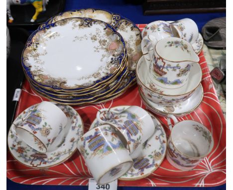 A lot comprising  Royal Worcester RN608482 Chinoiserie decorated part coffee service, And Aynsley RN28123 blue and gilt decor