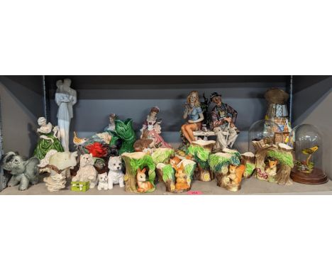 A mixed lot of ceramic ornaments to include an Adderley figure of a lady and others, a Goebel model of a butterfly, Royal Dou