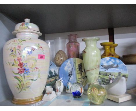 A miscellaneous lot to include three Royal Doulton limited edition collectors plates depicting a Spitfire and other WW2 plane