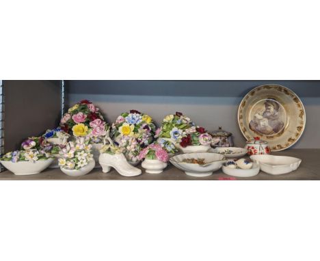 A collection of Royal Doulton and other flower ornaments A/F, musical trinket boxes and others Location: 6.2 
