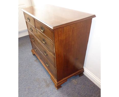 A late 18th century mahogany chest; moulded top above two half-width and three full-width graduated drawers, raised on small 