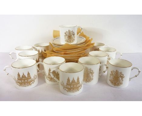 A 12-place Royal Worcester fine bone china coffee service; commemorating the marriage of HRH Prince of Wales and Lady Diana S
