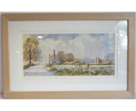 Four good framed and glazed watercolour scenes; to include 'Countryside Study', 'Taormina, Sicily' by C Wilkinson, a further 