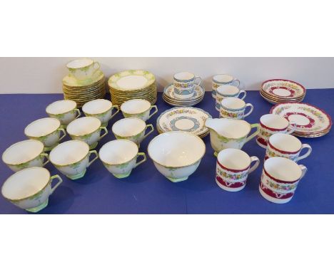An Art Deco-style 12-place Aynsley tea service with milk jug and sugar bowl together with two 4-place Crown Staffordshire cof