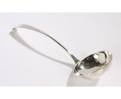 George III Scottish silver ladle, Edinburgh 1808, maker LB, the old English patter handle initialled ED verso, 34cm long, 6.8