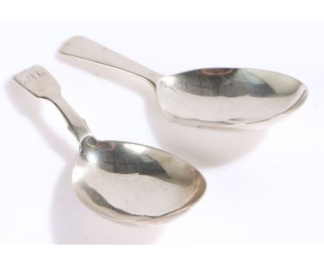 Victorian silver caddy spoon, London 1838, maker&nbsp;Charles Boyton II, the fiddle pattern handle initialled M, George III s
