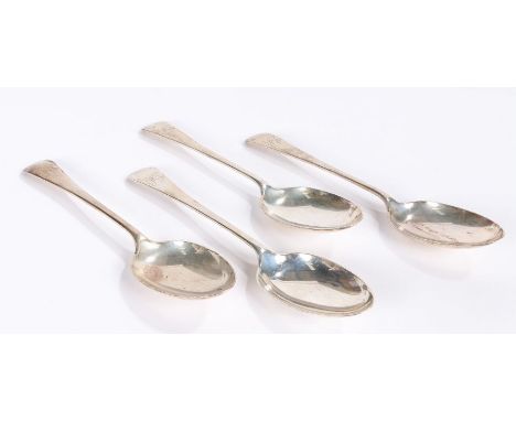 Four Edward VII silver tablespoons, London 1907, maker William Hutton &amp; Sons Ltd. the old English pattern handles monogra
