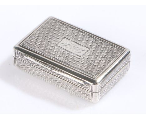 George IV silver vinaigrette, London 1825, maker CR, the engine turned exterior with rectangular cartouche initialled FMC, th
