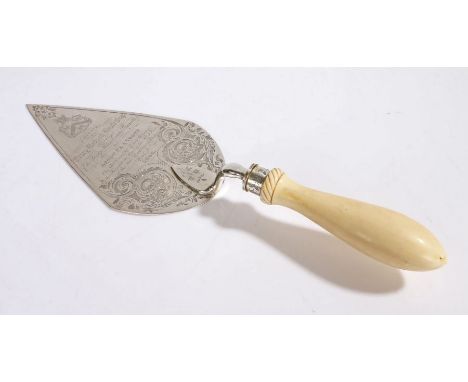 Victorian silver presentation trowel, London 1867, make&nbsp;H J Lias &amp; Son, retailed by Joseph Pike, 138 New Bond Street