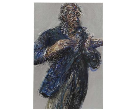 ▲ Maggi Hambling (b.1945) 'Sir Michael Gambon in Rehearsal'signed and dated 'HAMBLING/2000' verso, oil and silver acrylic on 