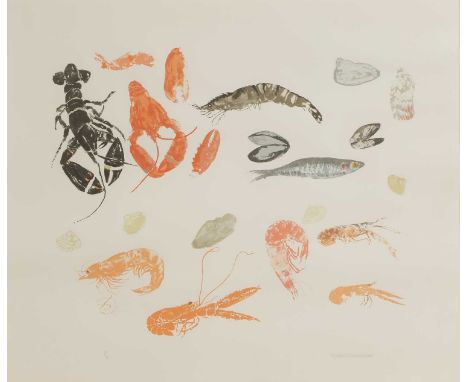▲ Elizabeth Blackadder (1931-2021) 'Seafood Medley'screenprint in colours, 2012, signed 'Elizabeth Blackadder' in pencil l.r.