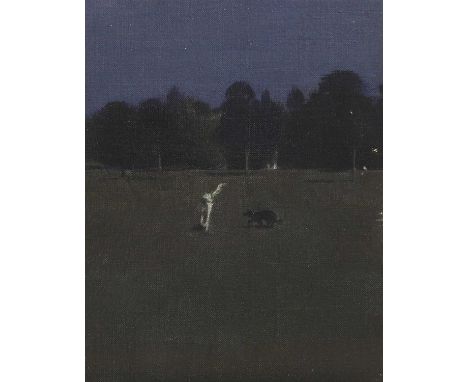 ▲ David Tindle RA (b.1932) 'Two Dogs' signed and dated 'David Tindle/79' and inscribed with title verso, acrylic on canvas25 